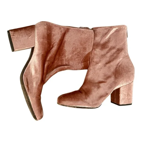 Free People Ladies’ size 39 Cecile Pink Velour block heel Ankle Boots - Picture 3 of 13